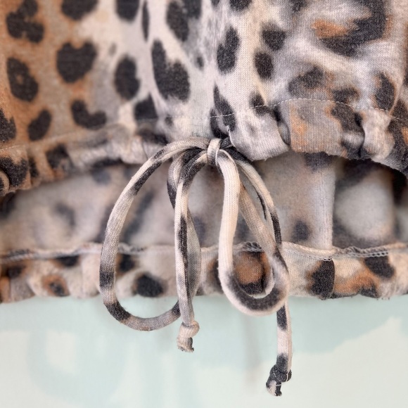 Express Cozy Leopard Print Longsleeve Sweater w/ Crop Tie - Picture 2 of 5